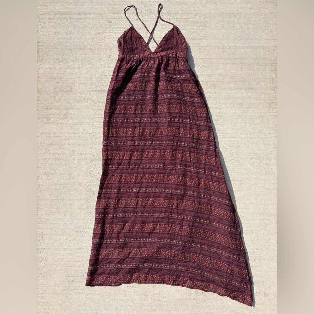 NWT Free People romantic Lace Maxi Dress Plum Floral Boho Slip Dress XS $284